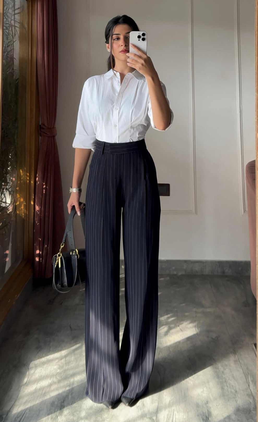 Blue Stripe Wide Leg Trouser