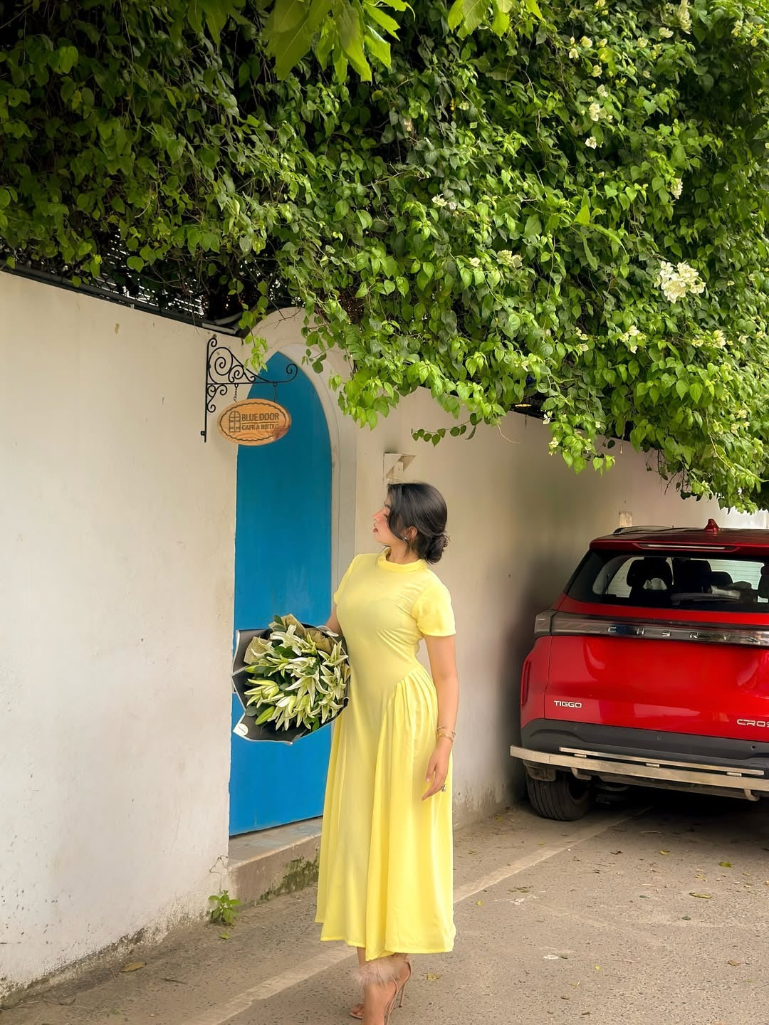 Solara lemon yellow maxi dress full-length view