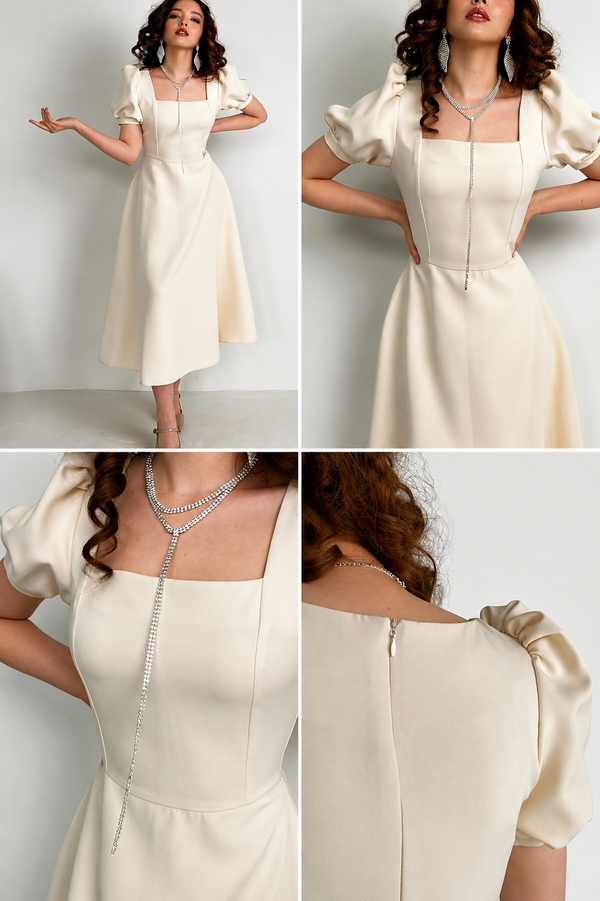 Cotton Candy Bow-Tie Puff Sleeve Peplum Top