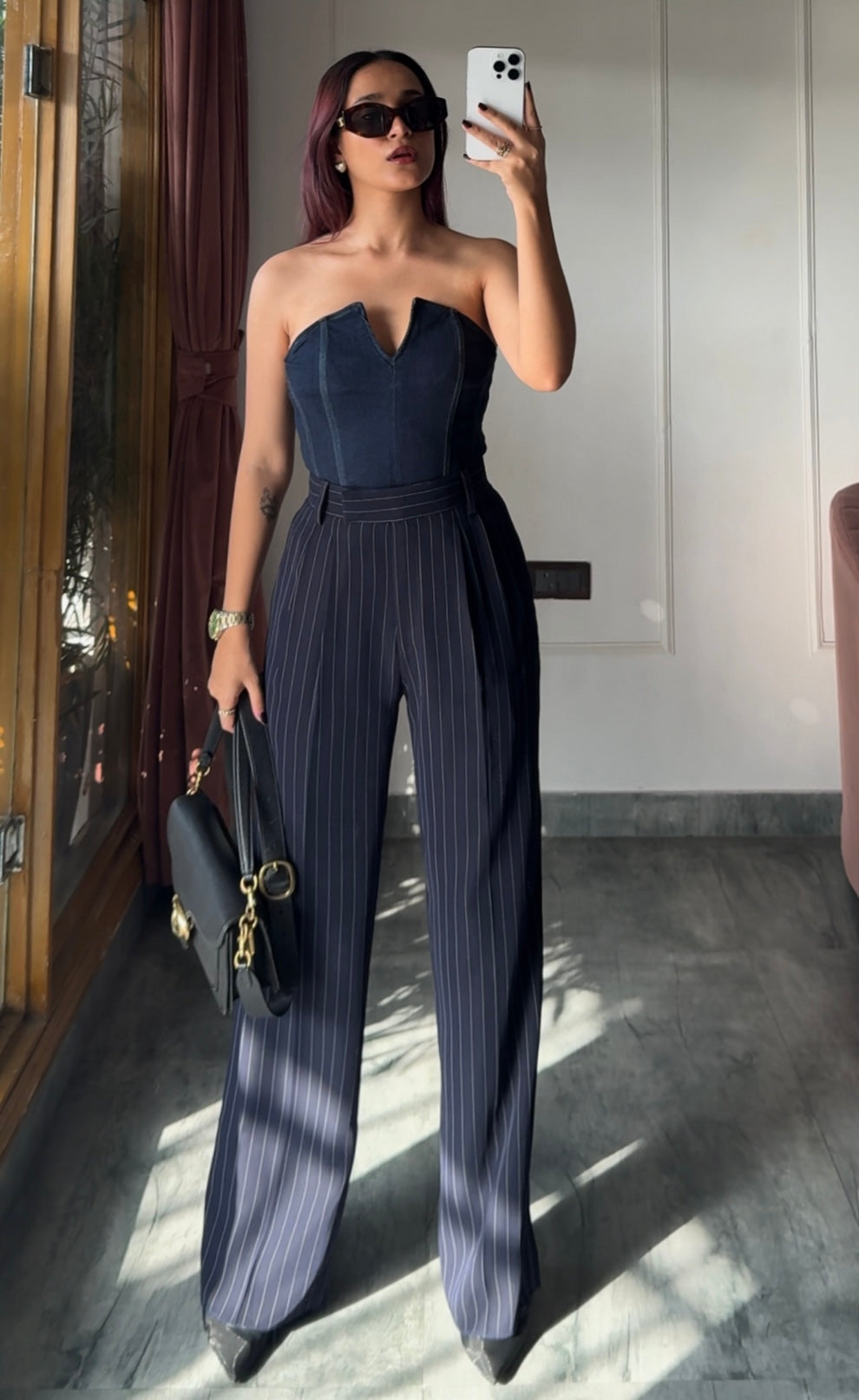 Blue Stripe Wide Leg Trouser
