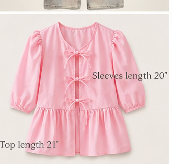 Cotton Candy Bow-Tie Puff Sleeve Peplum Top