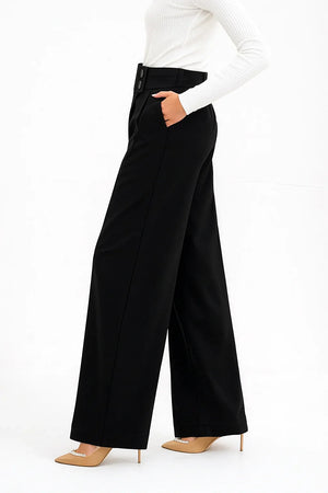Black Pleated Pant With Belt