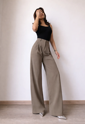 Sand Wide leg Pleated Pant