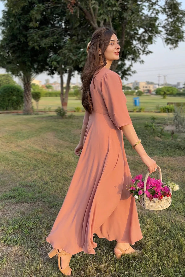 Rosette Wrap Maxi Dress
