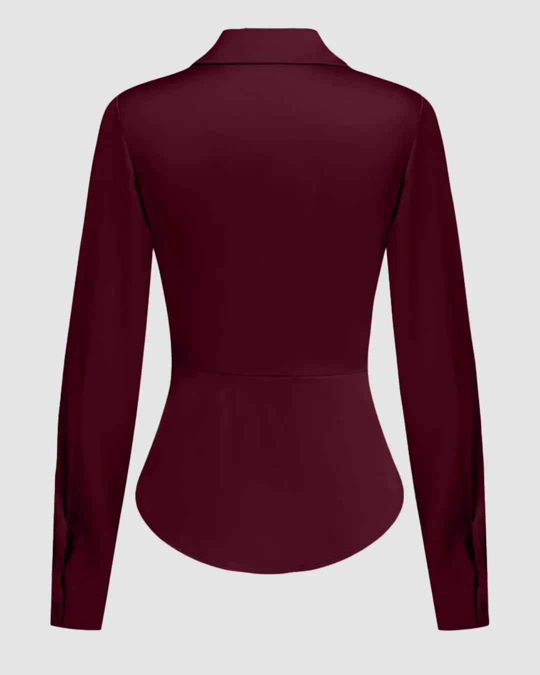 Maroon Satin Nipped-Waist Shirt