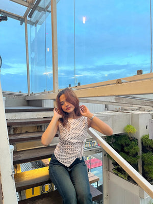 Coco Polka Dot Ruched Top