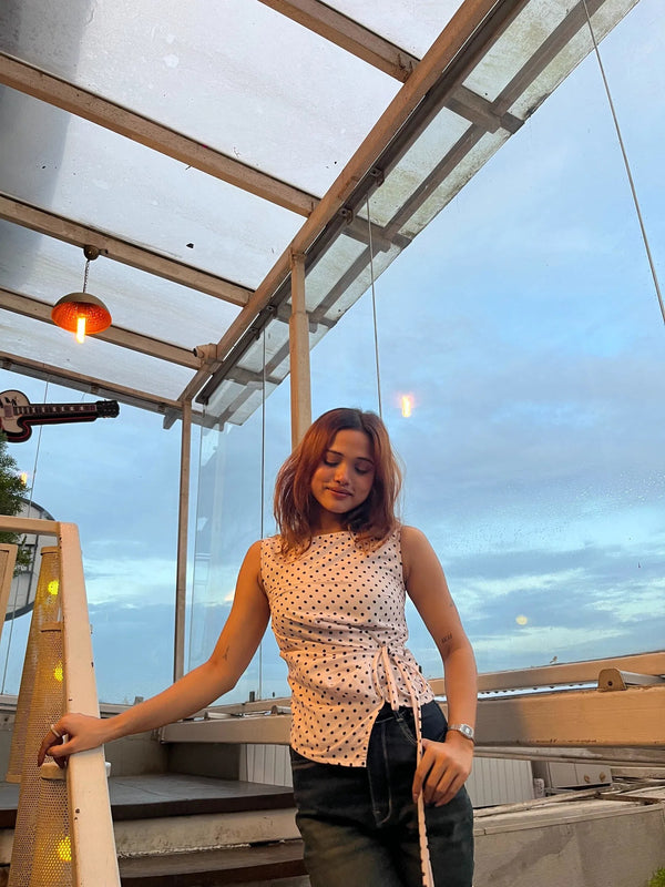 Coco Polka Dot Ruched Top