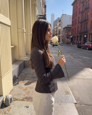 Polka Dot Bell Sleeve Blouse