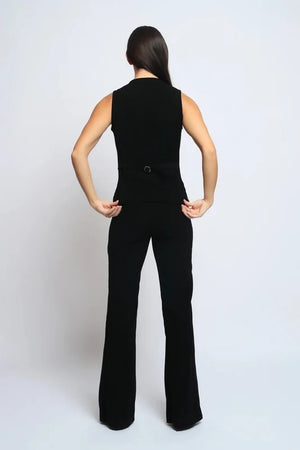 Black Sculpted Button-Front Co-Ord Set