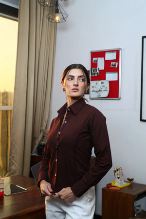 Oxblood Fitted Button-Down Shirt