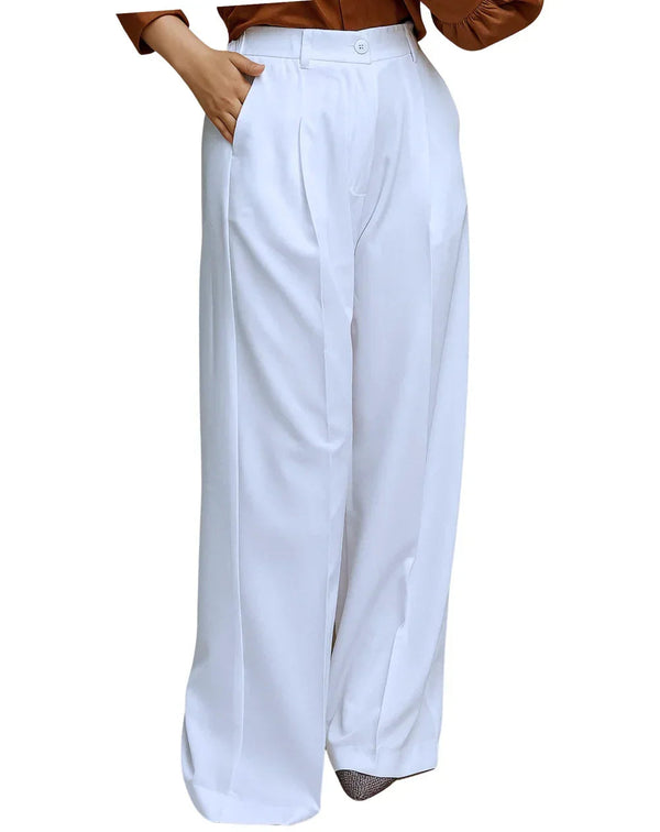 White Wide Leg Pleated Trouser