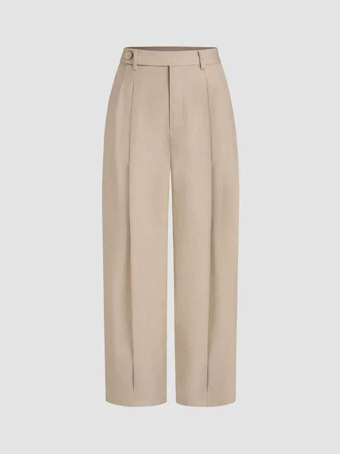 Beige Wide leg plated pant
