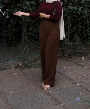OFFLY Brown Workday Wide-Leg Pant