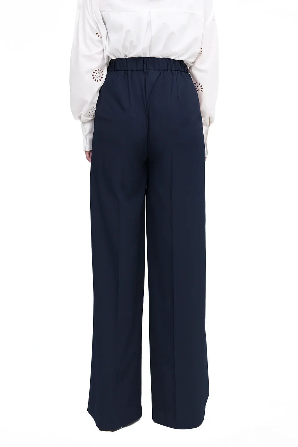Navy Blue Wide leg plated pant