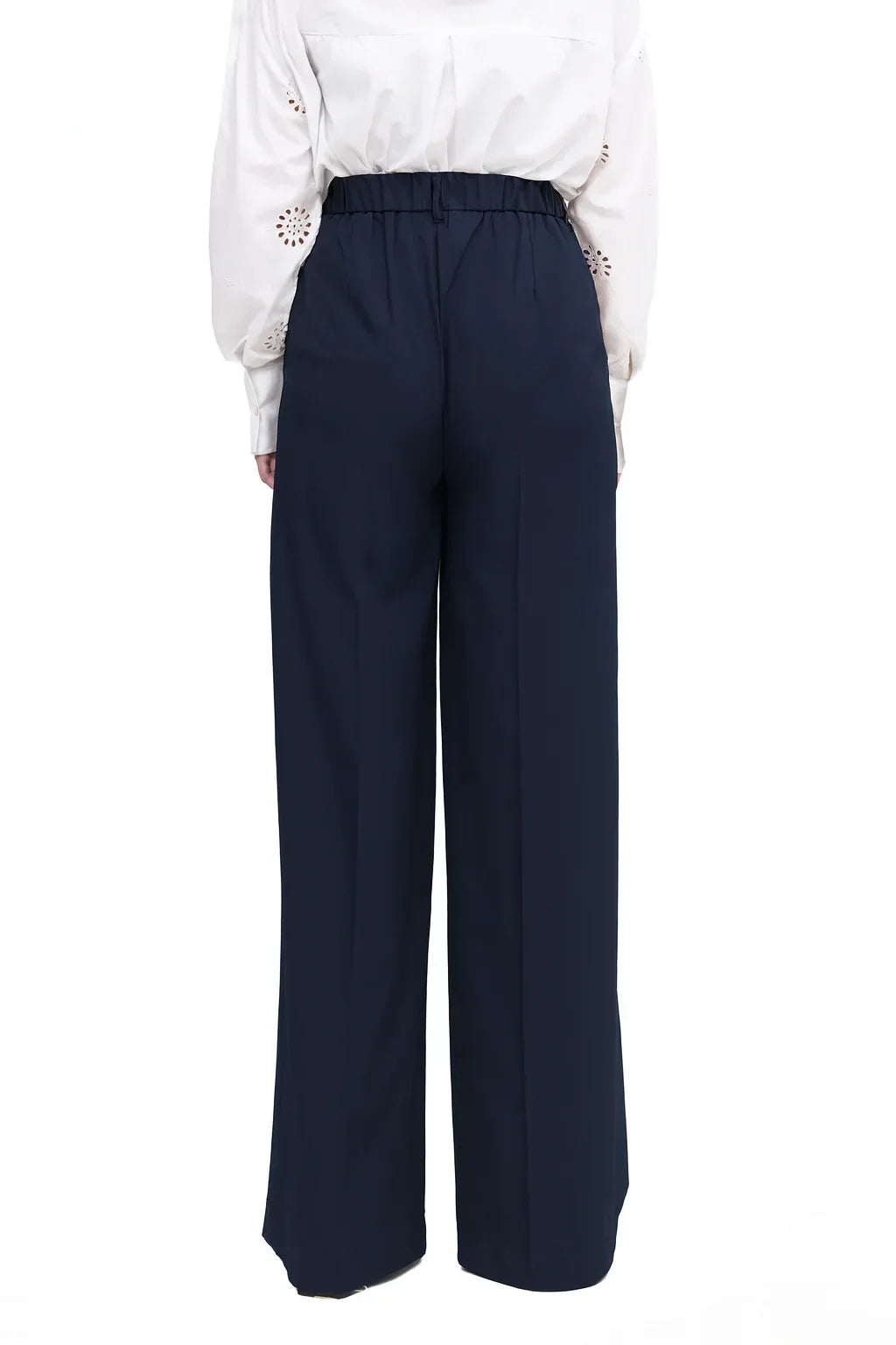 Navy Blue Wide leg plated pant