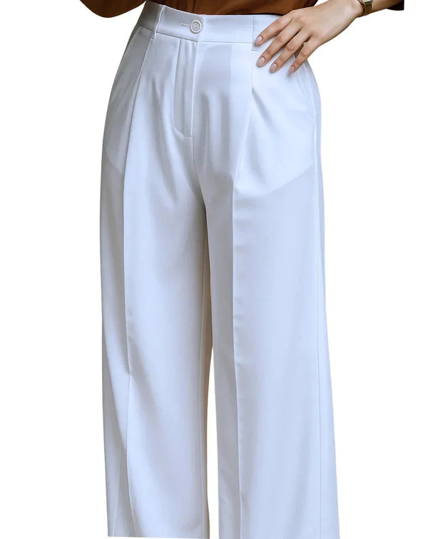 White Wide Leg Pleated Trouser