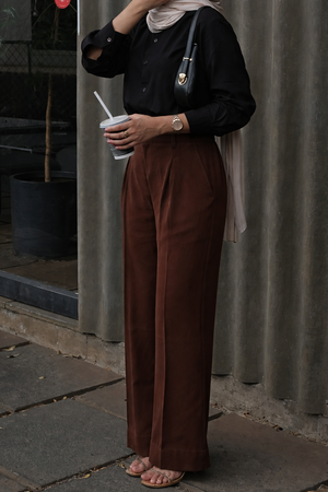 OFFLY Brown Workday Wide-Leg Pant