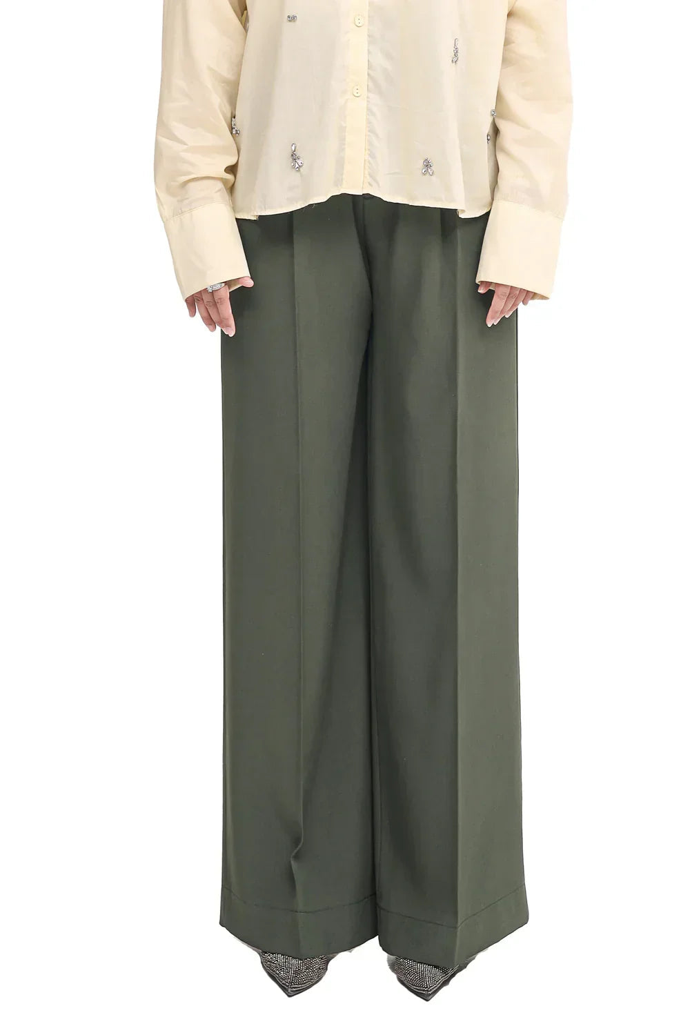 Brown Wide Leg Pleated Trouser