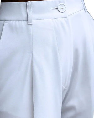 White Wide Leg Pleated Trouser