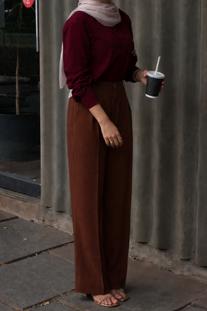 OFFLY Brown Workday Wide-Leg Pant
