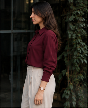 Burgundy Classic Button-Down Shirt